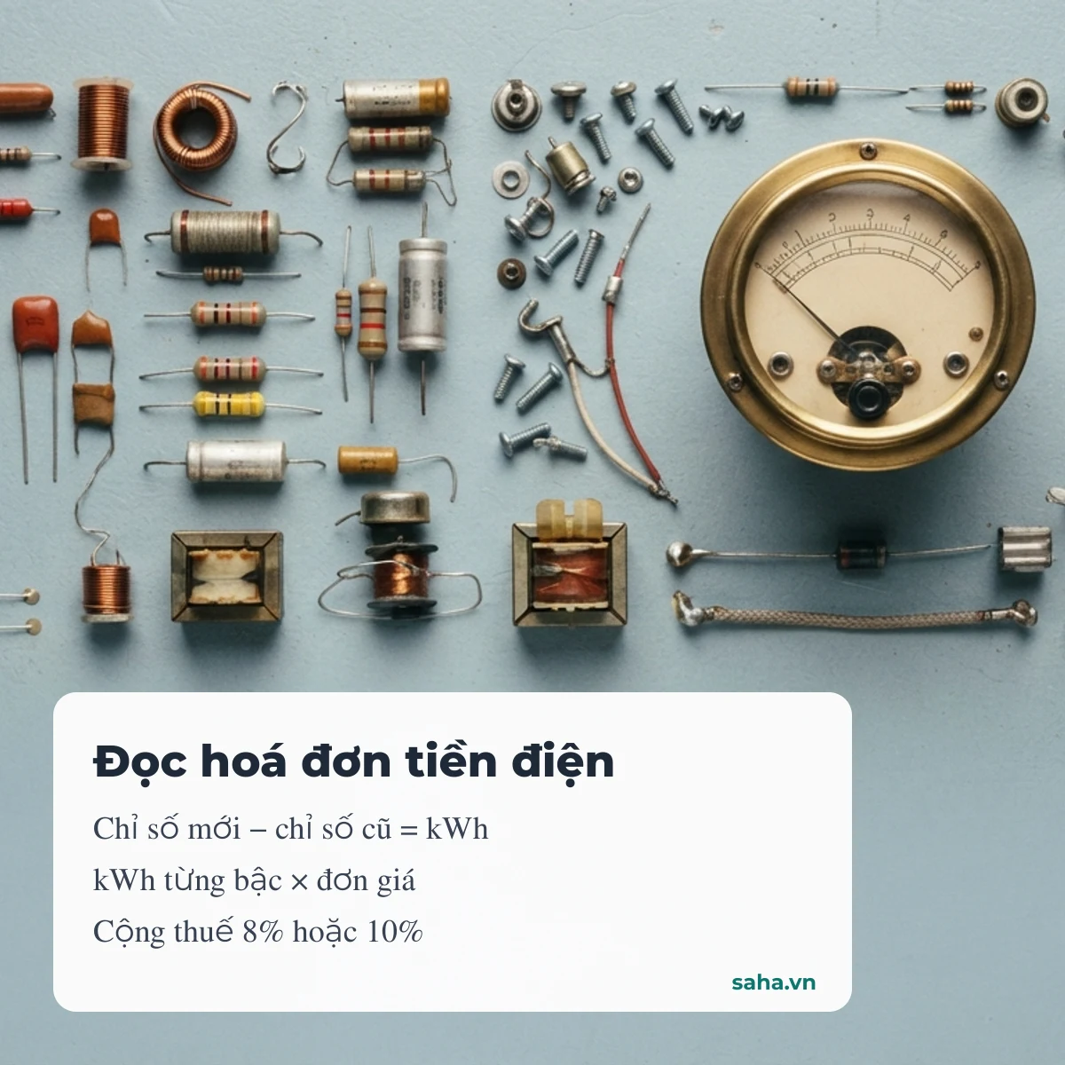 Đọc hoá đơn tiền điện: chỉ số, bậc giá, thuế